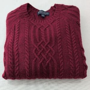 Brooks Brothers Maroon Cable Knit Crewneck Sweater